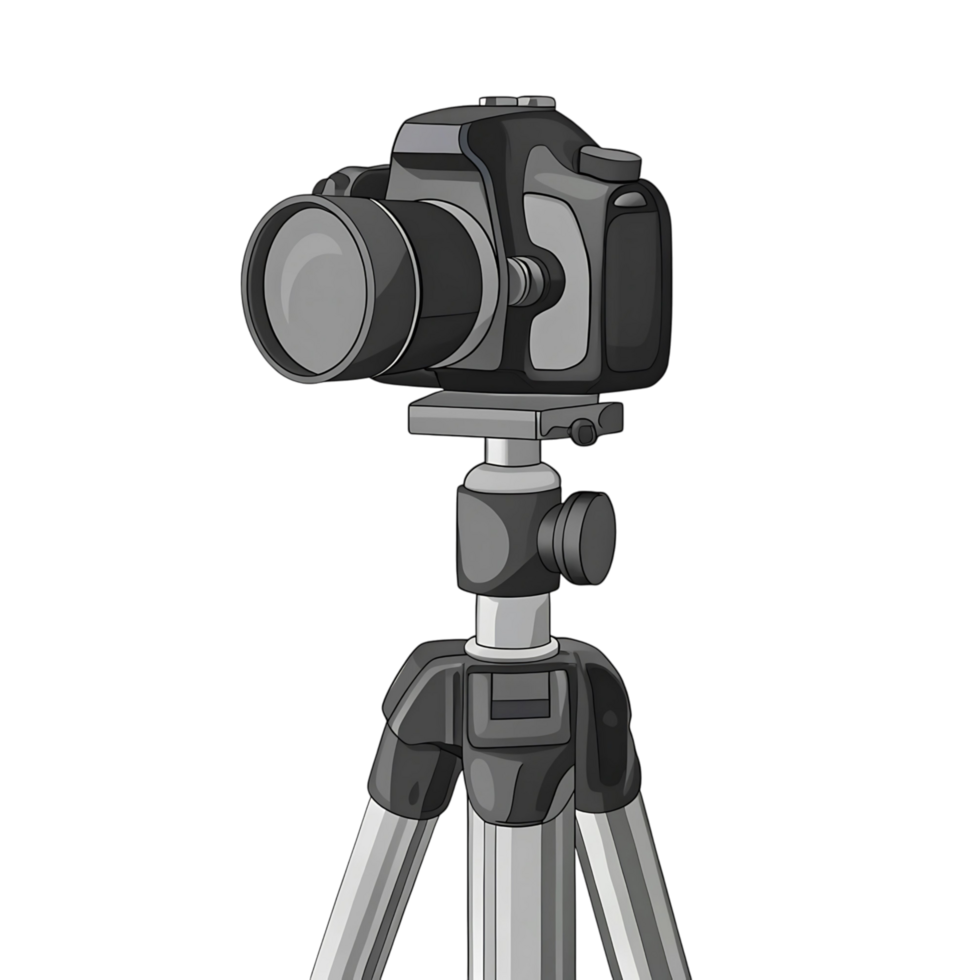 Professional DSLR Camera Mounted on a Tripod for Stable Photography and Videography png