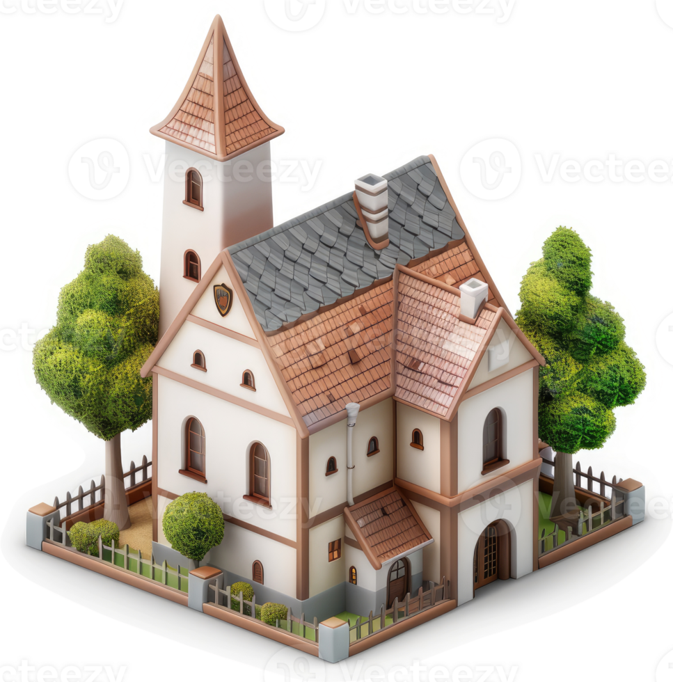 A quaint, stylized depiction of a historical church. png