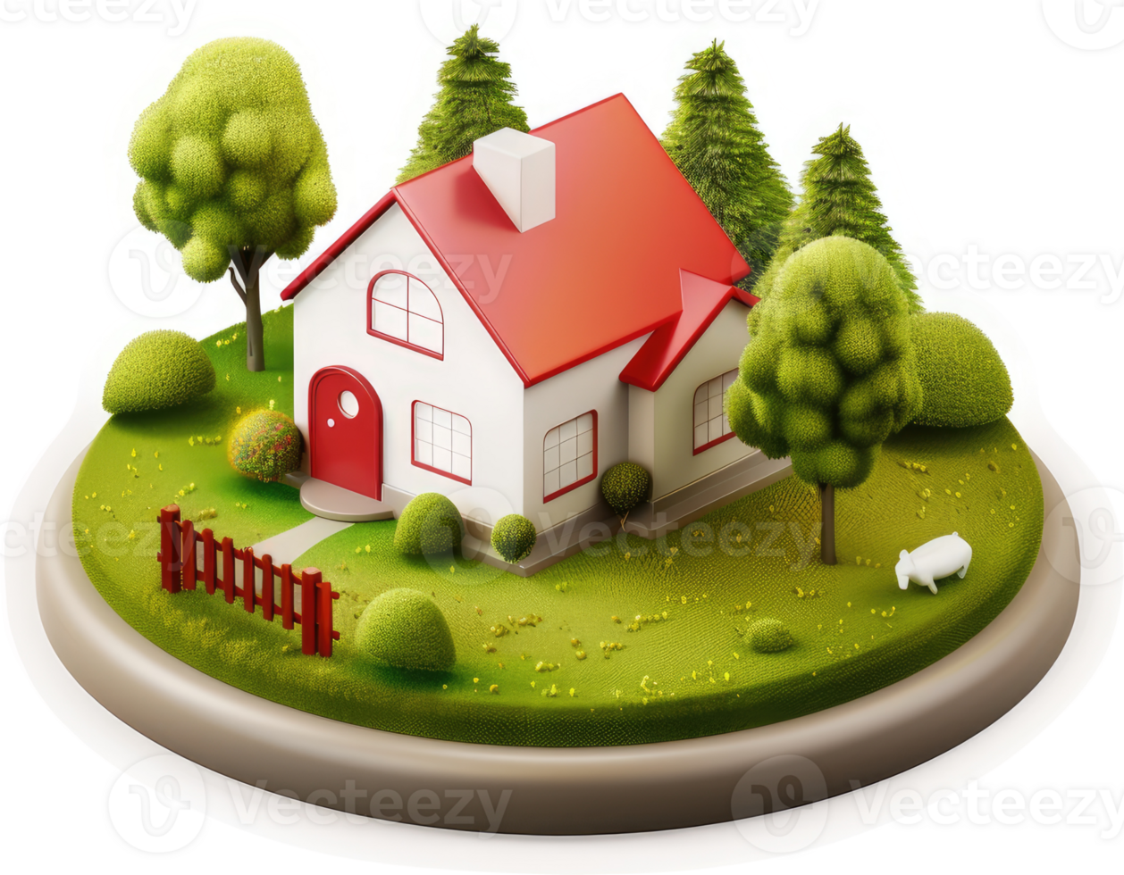Charming suburban home nestled in a landscaped garden. png