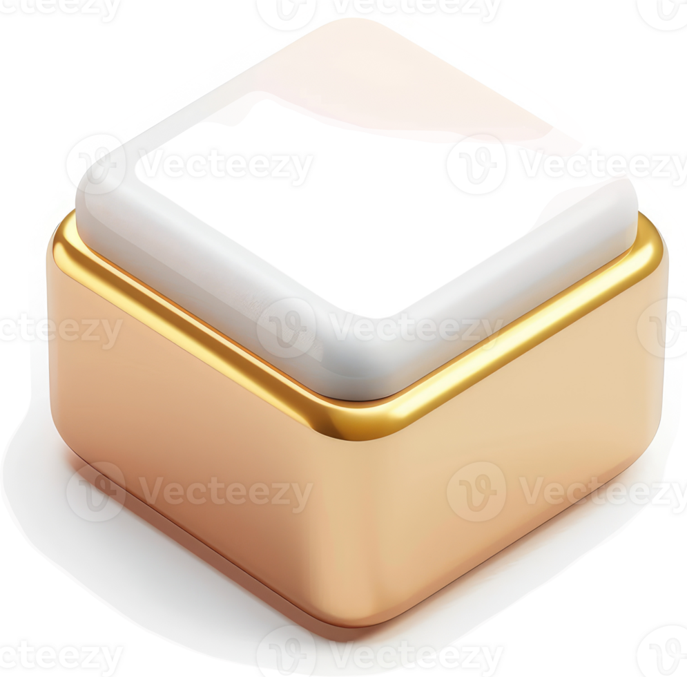 Gold-toned, square electrical switch with white accents. png