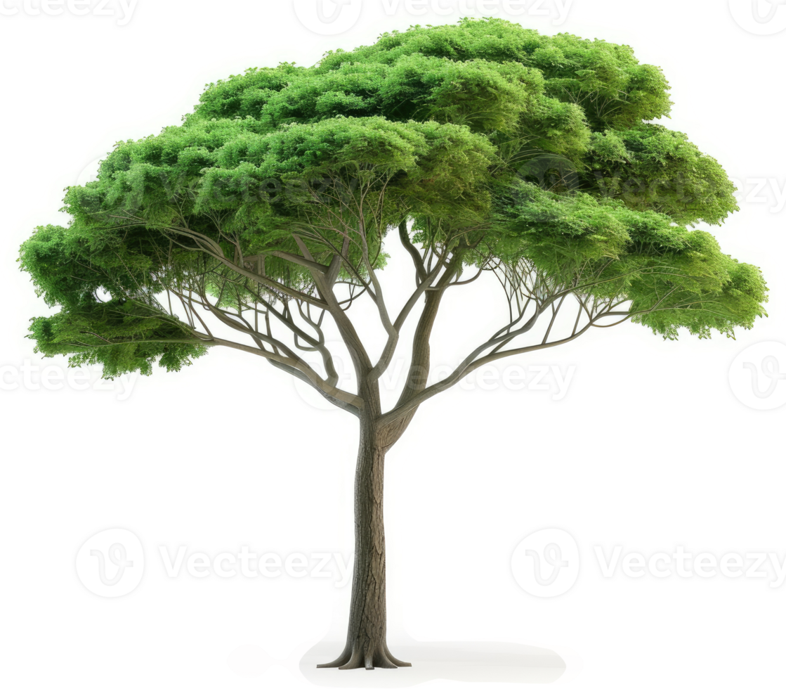 Lush green tree with robust branches and foliage. png
