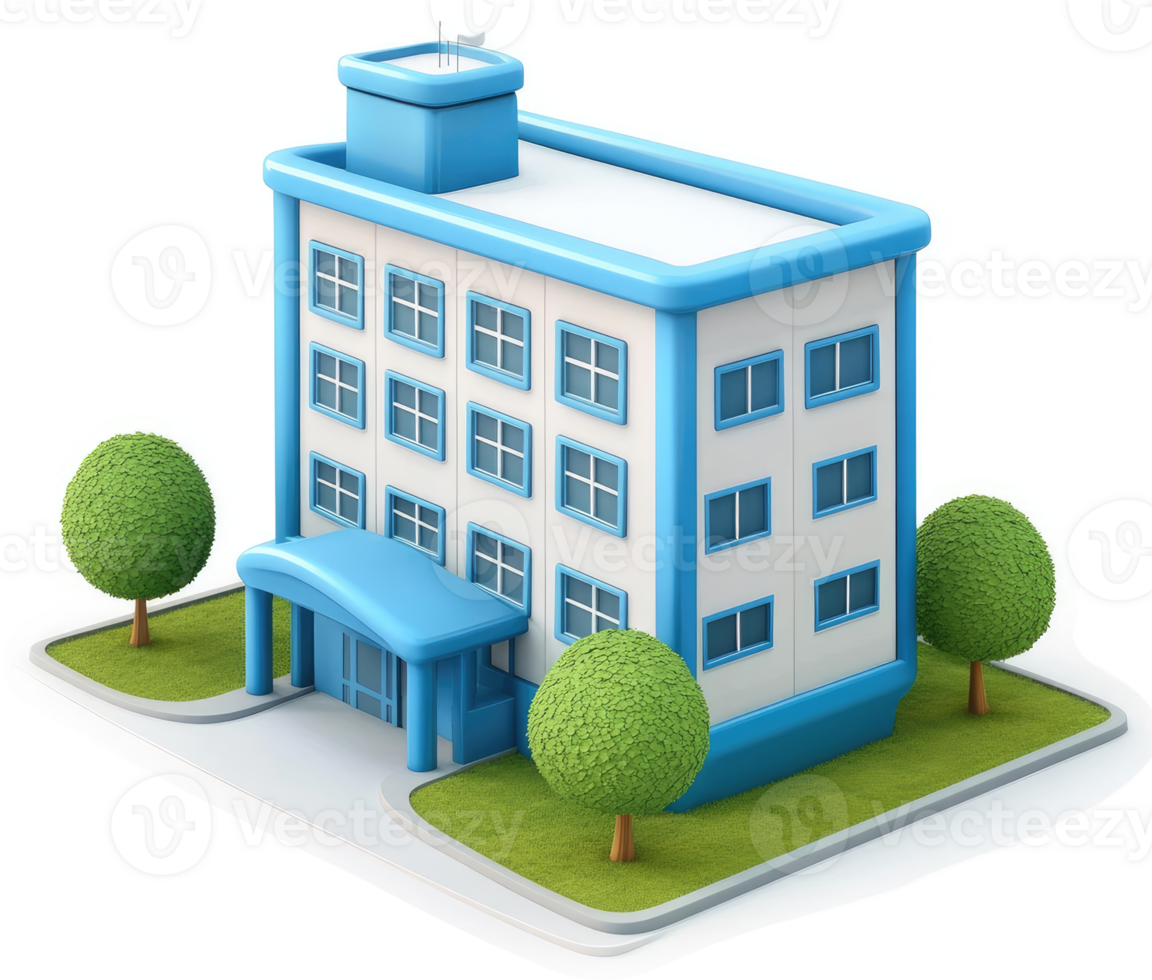 3D rendered illustration of a modern office building. png