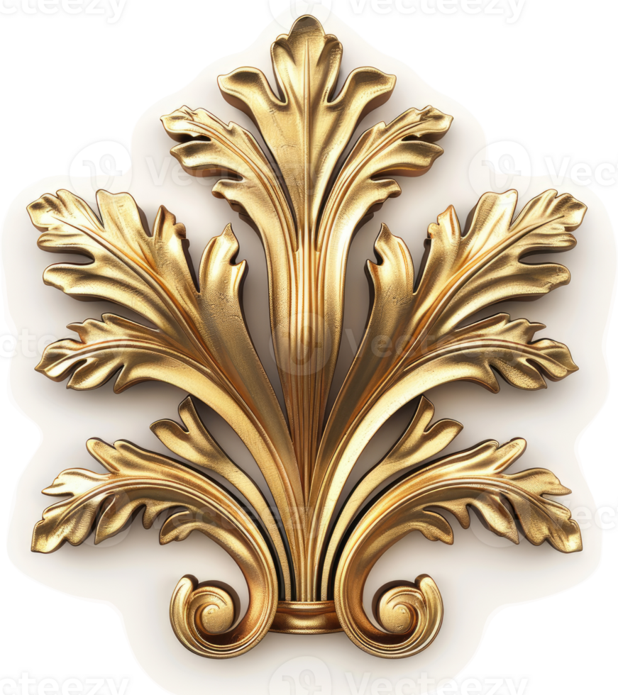 Ornate golden floral design for decorative accents. png