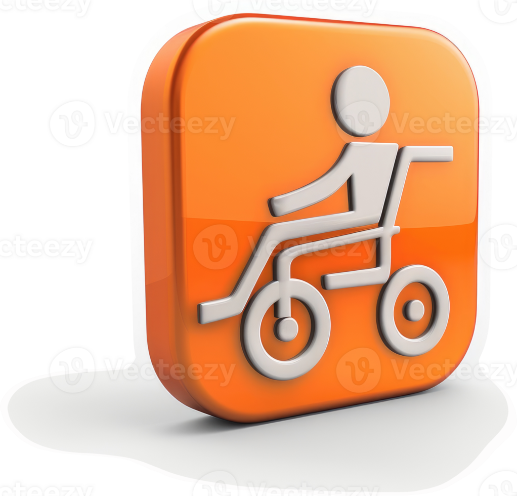 Orange icon depicts a person in a wheelchair. png