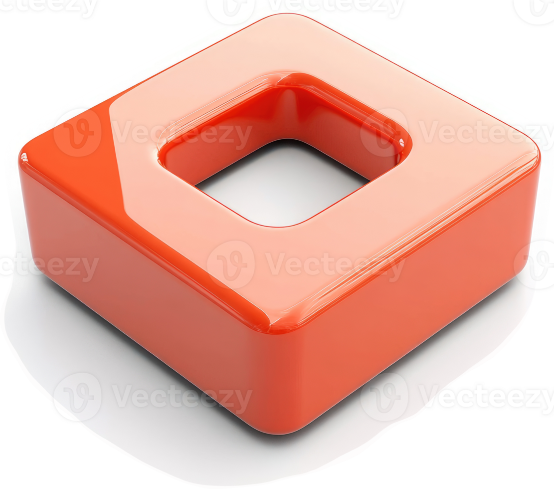 A vibrant, glossy, orange square with a hollow center. png