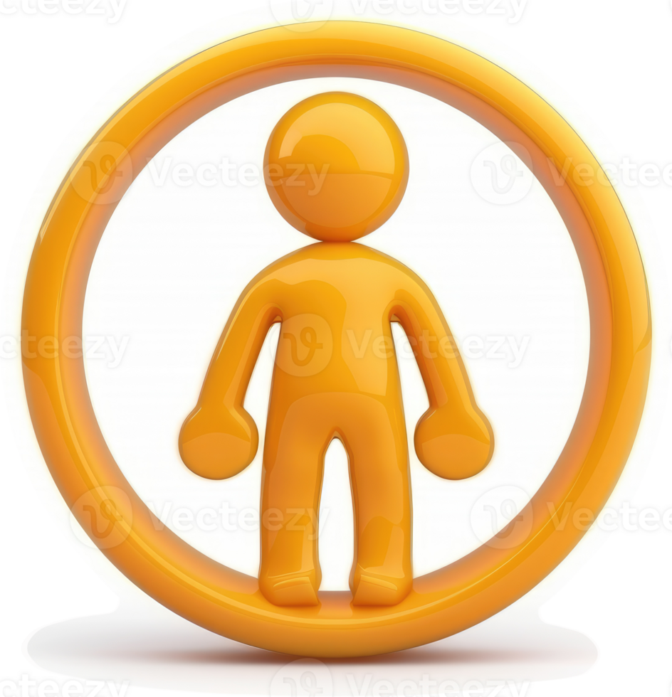 Orange figure within a circular outline. png