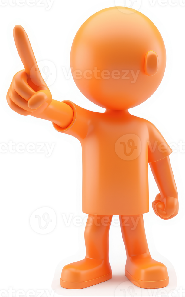 Orange figure pointing a finger upward. png