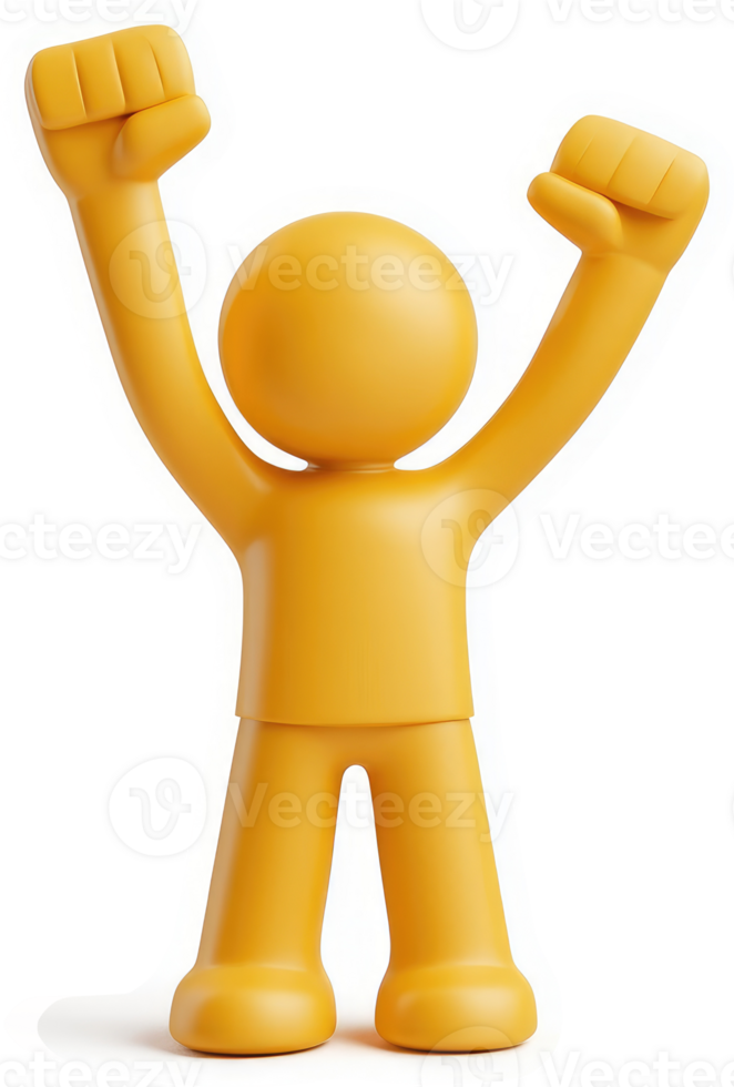 Exuberant yellow figure celebrates with raised arms. png