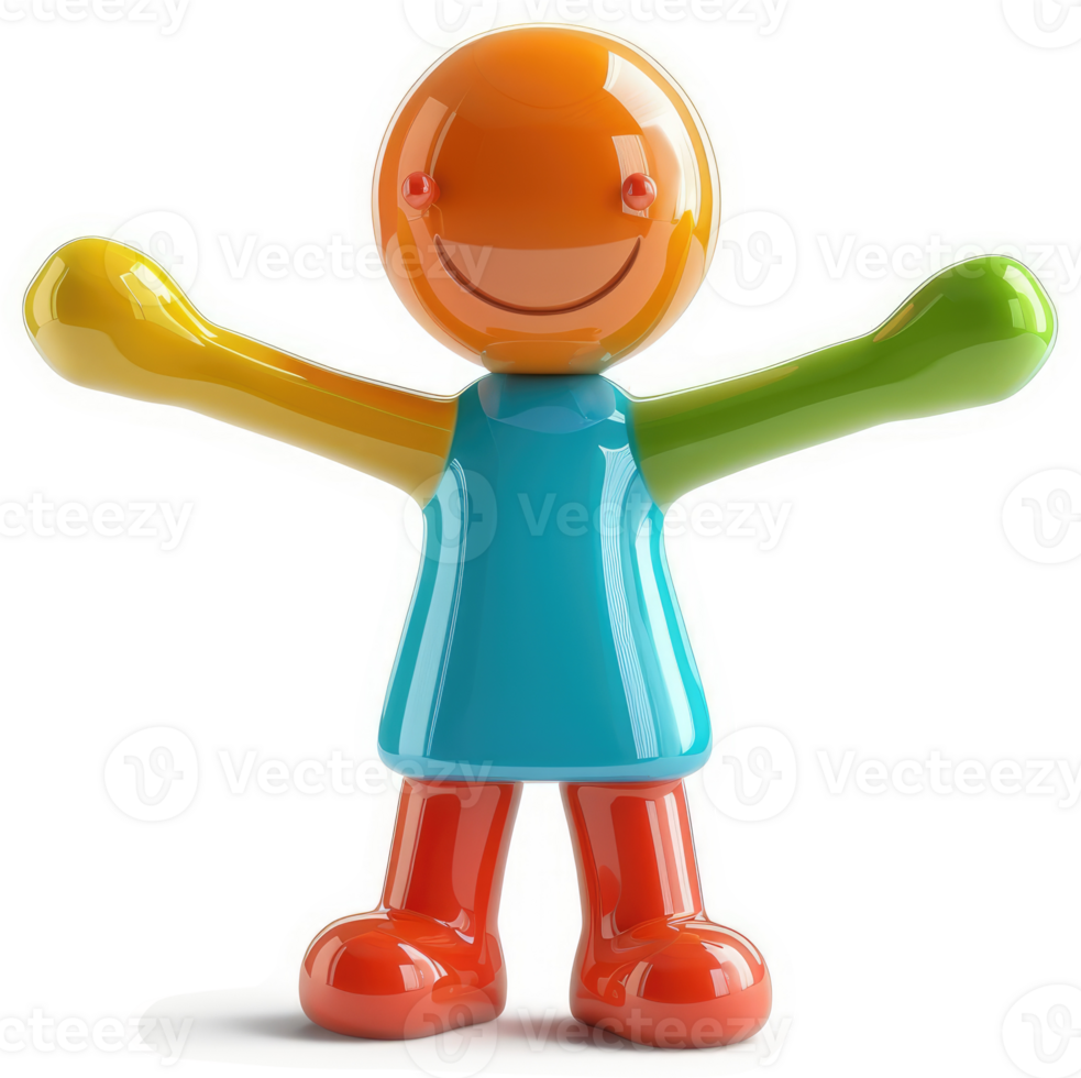 Vibrant, colorful, cartoon figure with outstretched arms. png