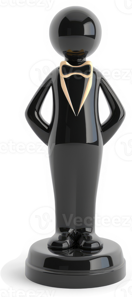 Stylish black tuxedo figurine on a pedestal. png