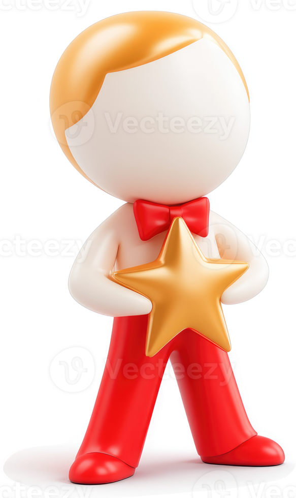 Warmly rendered, stylized figure holds a golden star. png