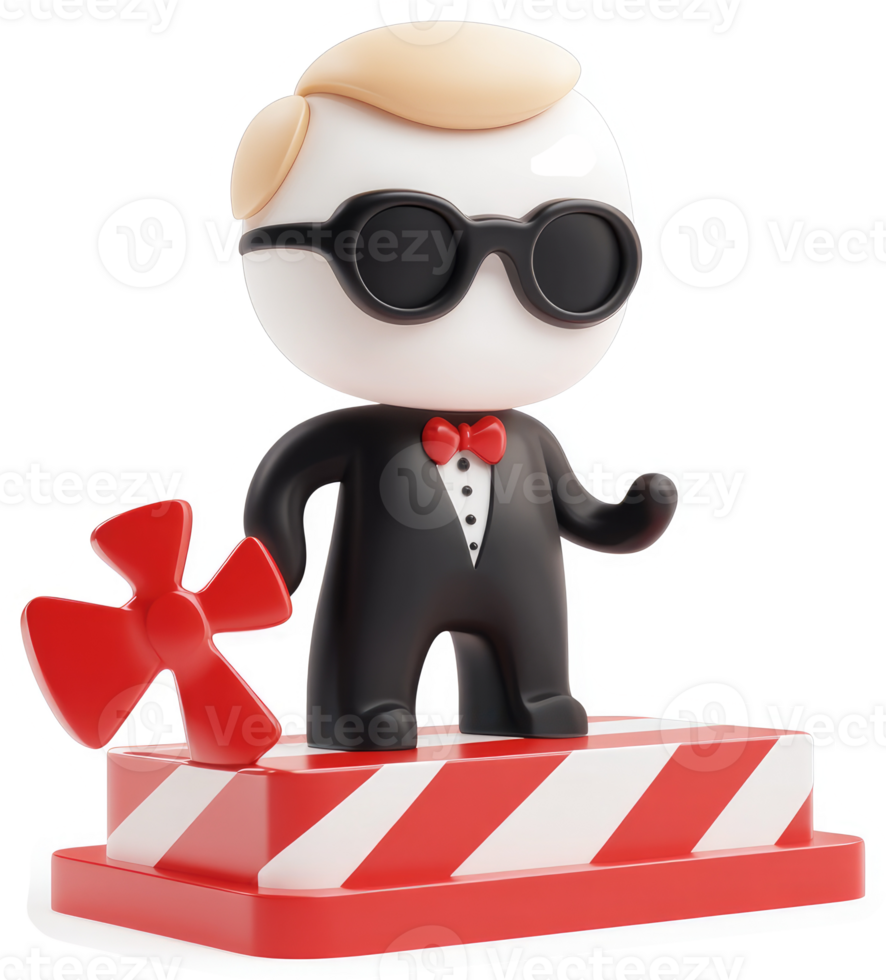 Stylish cartoon figure on a stylized platform. png
