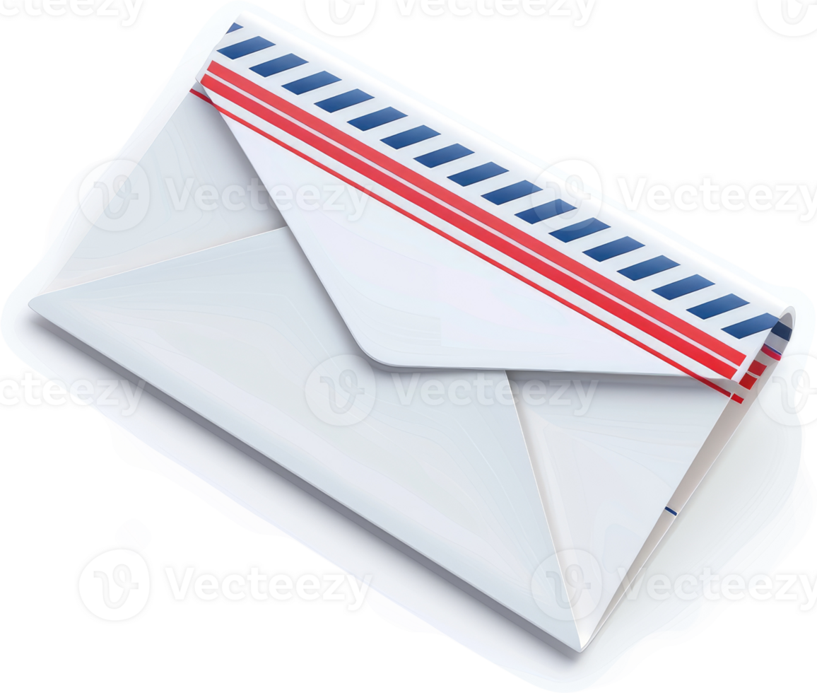 White envelope with red and blue stripes. png