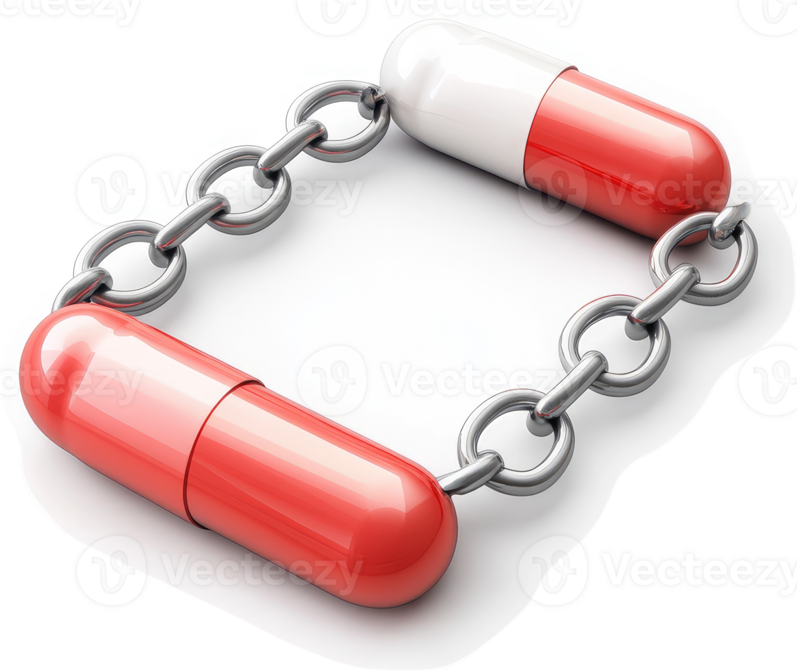 Linked pills illustrate the interconnectedness of medication. png
