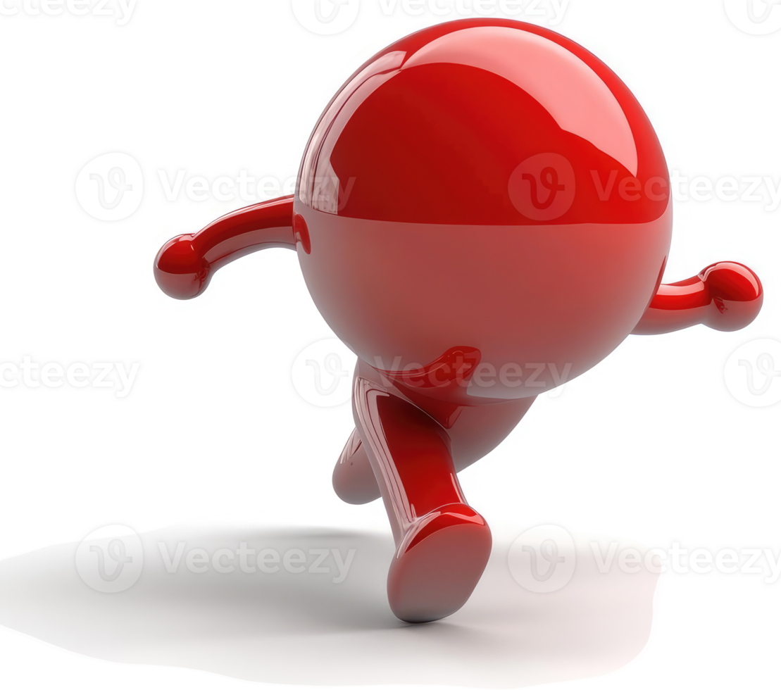 Glossy red figure in dynamic running pose. png