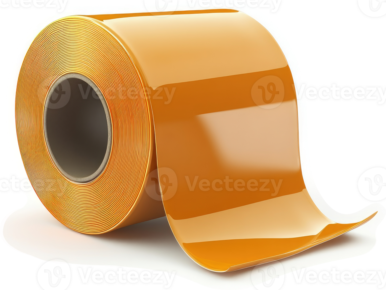 Rolled orange plastic sheet material for industrial use. png
