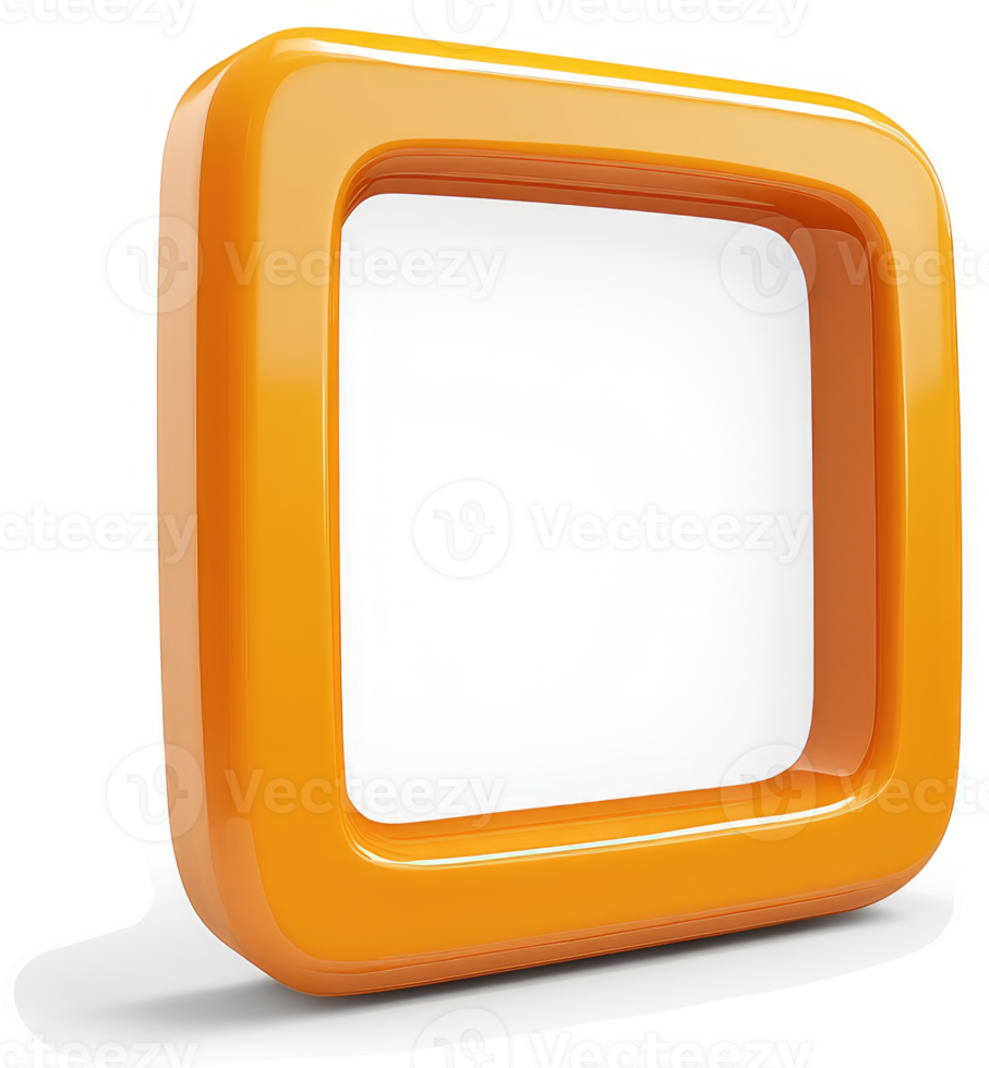 3d orange rectangular frame with white interior. png