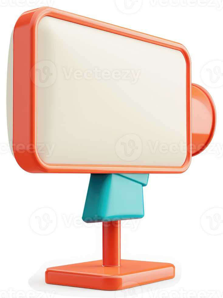 Colorful, stylized billboard-like advertising display. png
