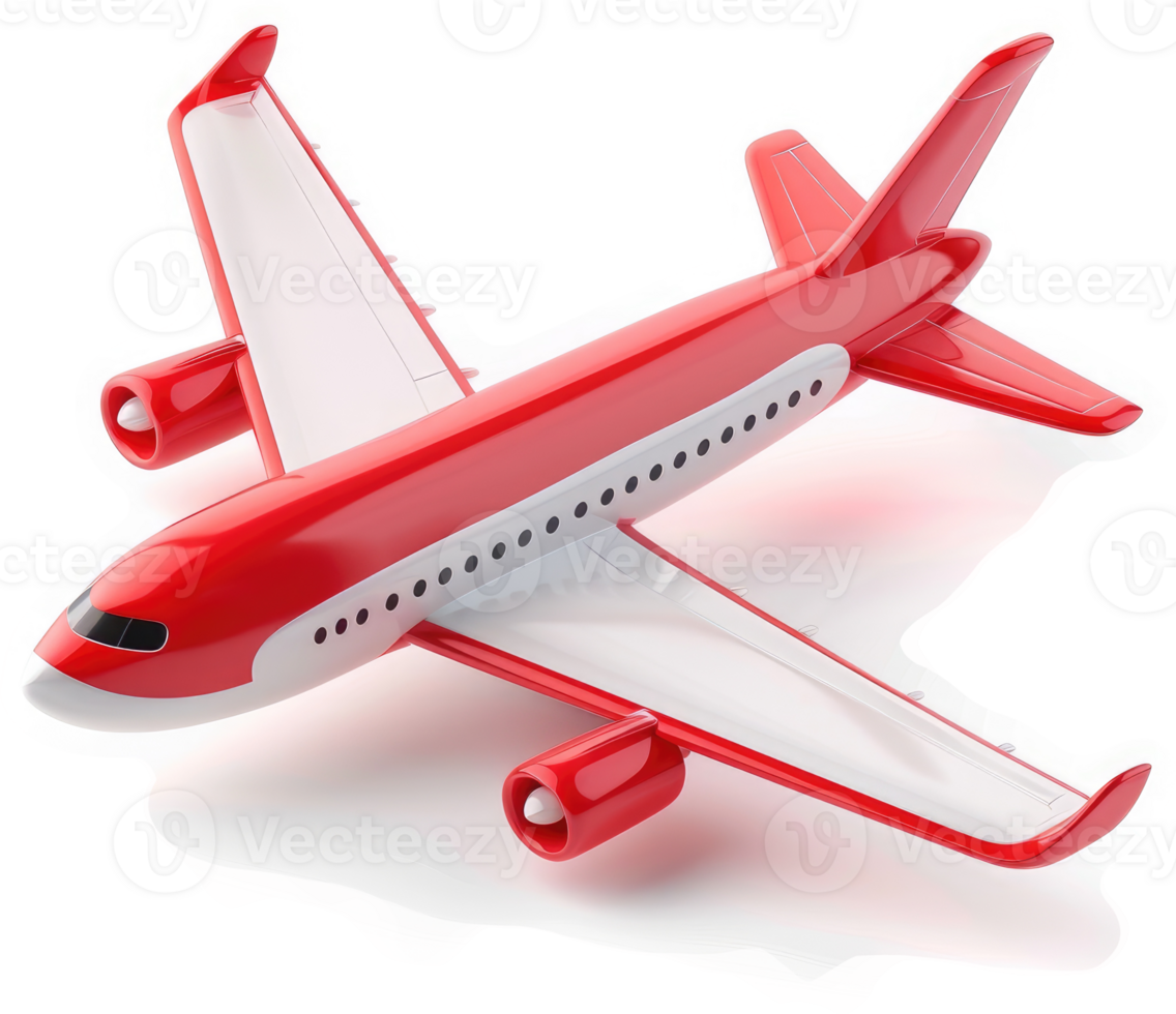 Red airplane model, digitally rendered. png