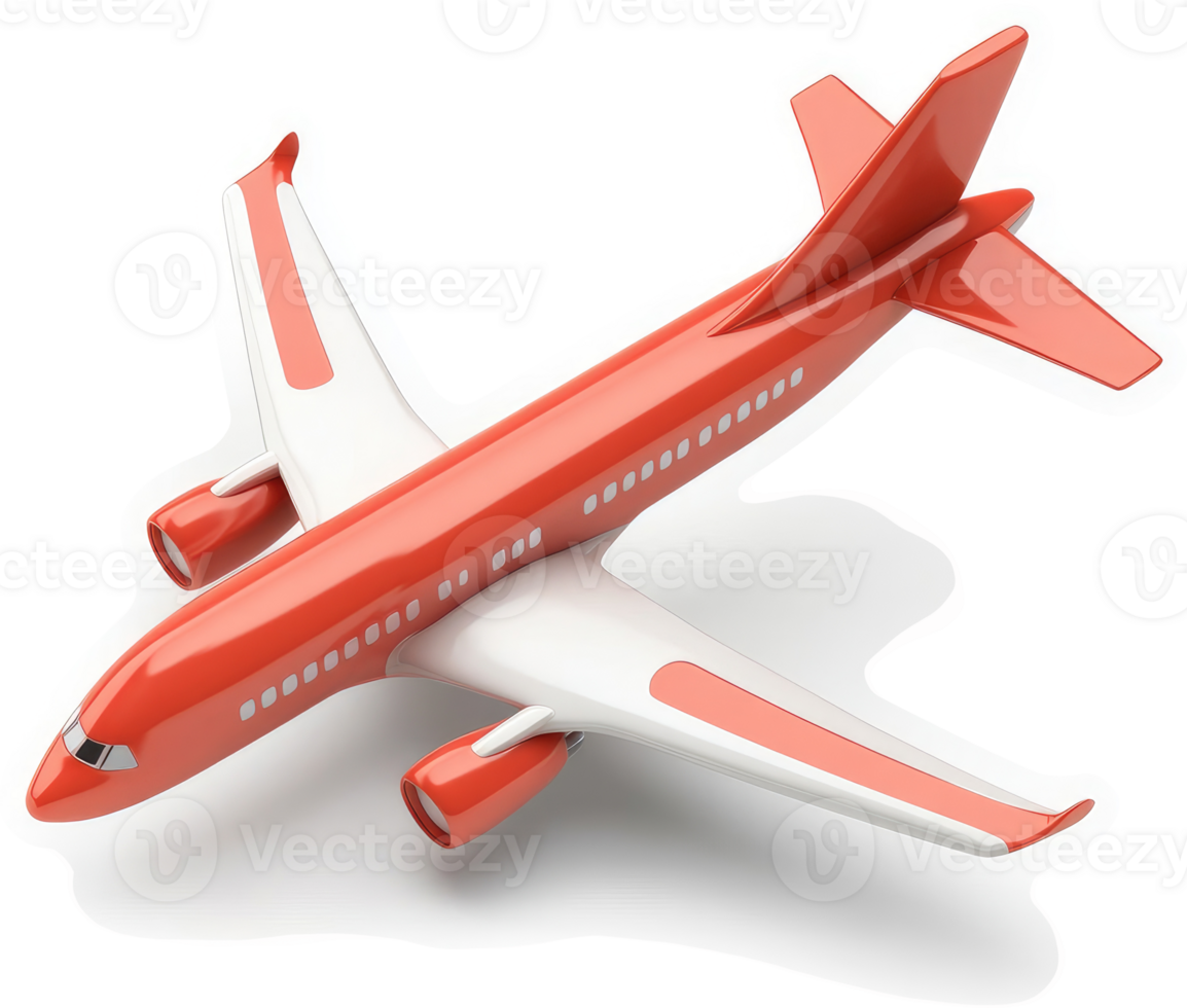 Bright orange and white jet plane model. png