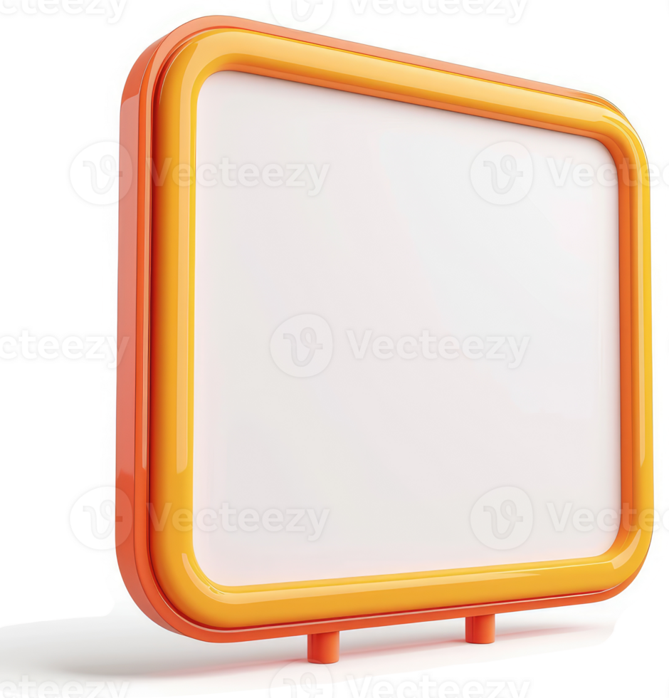 Empty orange and yellow framed advertising board. png
