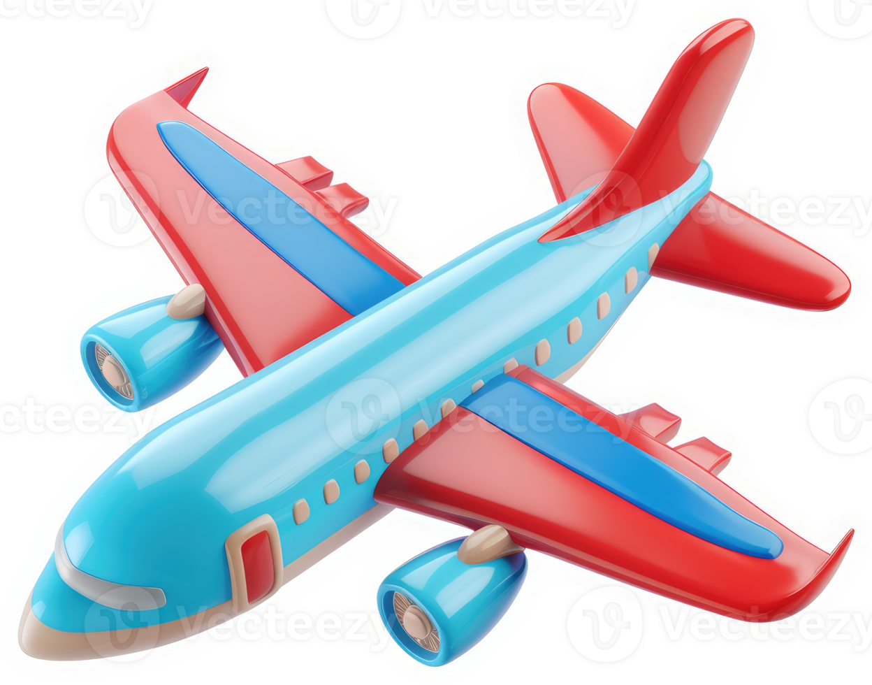 Colorful cartoon airplane illustration for travel or flight. png
