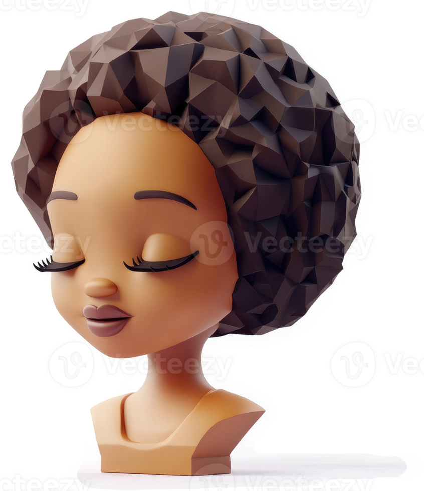 Stylized portrait of a woman with a textured hairstyle. png