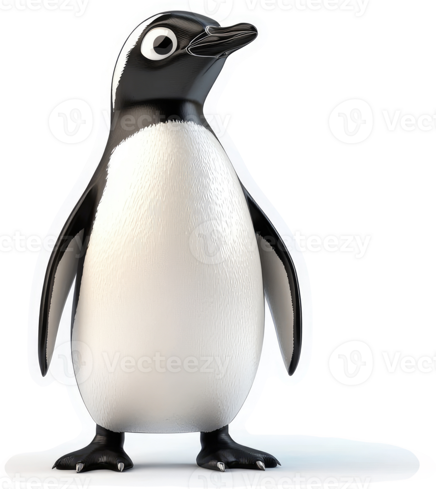 Cute penguin standing with a thoughtful expression. png