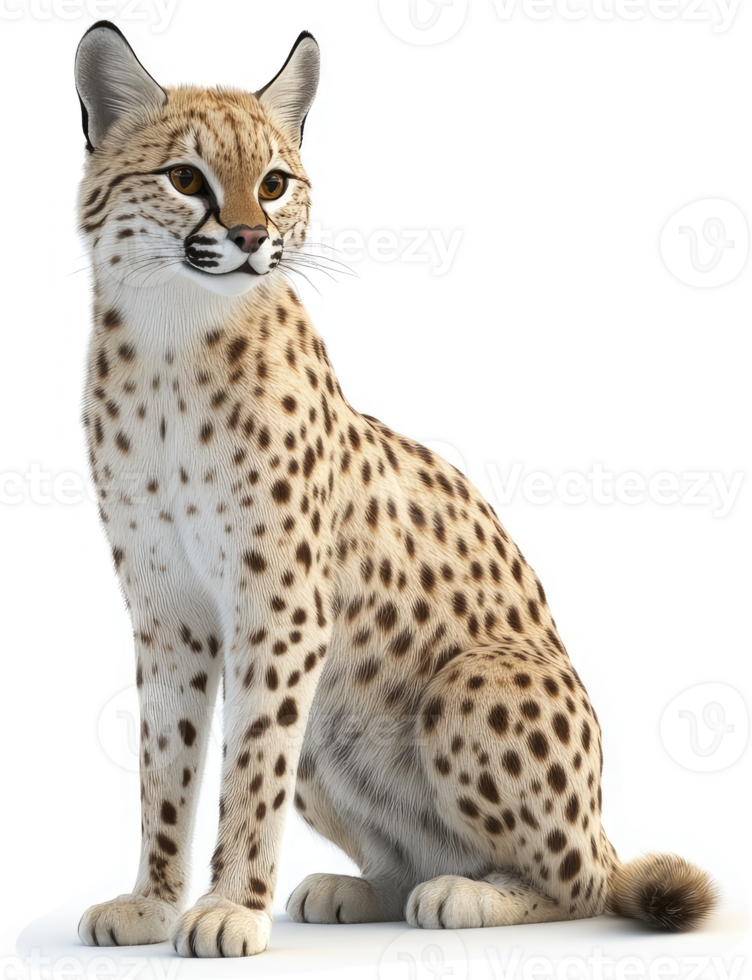 Caracal, a spotted feline, alert and poised. png