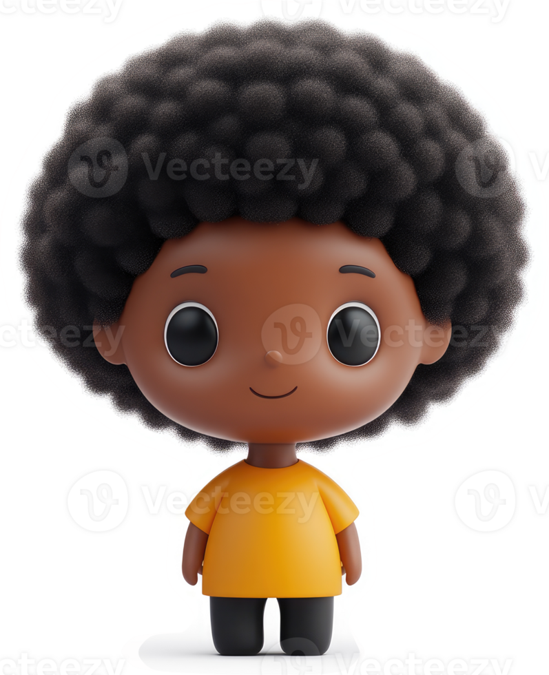 Smiling cartoon child with a fluffy afro. png