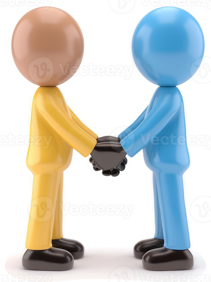 Two stylized figures shaking hands in agreement. png