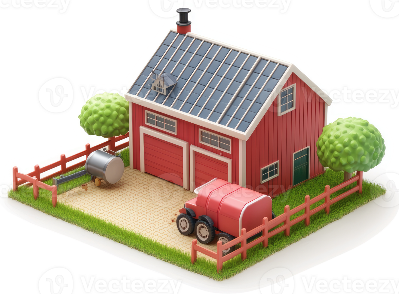 A charming, stylized model of a rural farm building. png