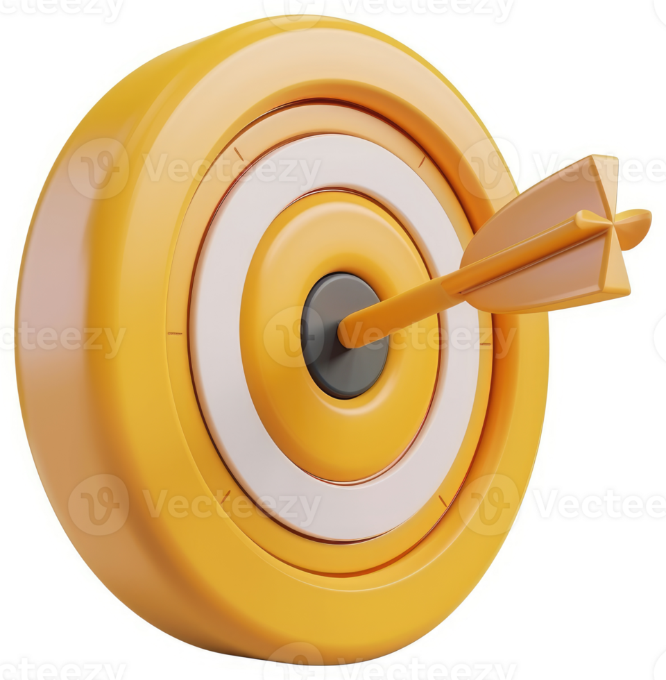 A brightly colored target with a golden arrow positioned in the center. png