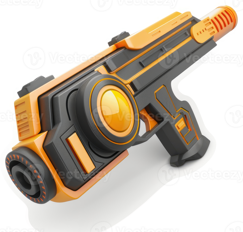 Futuristic orange and black dog toy water gun. png