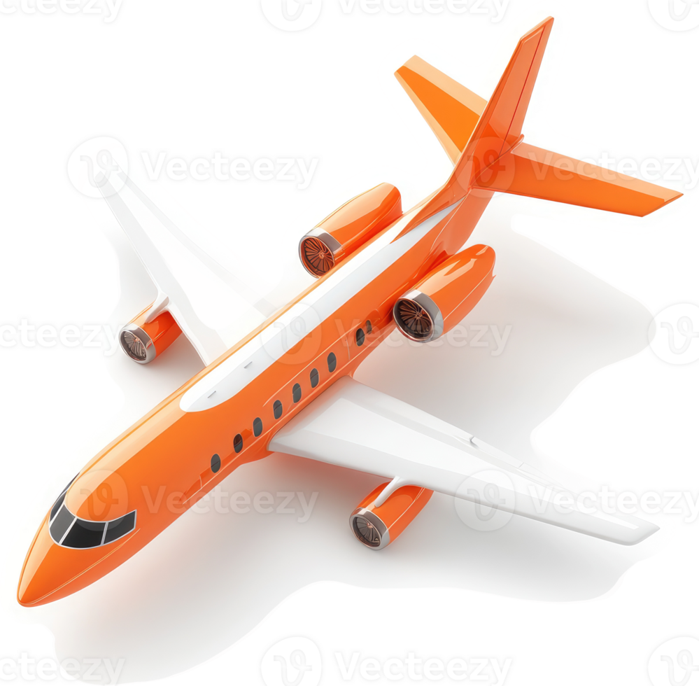 Vibrant orange jetliner against a turquoise runway. png