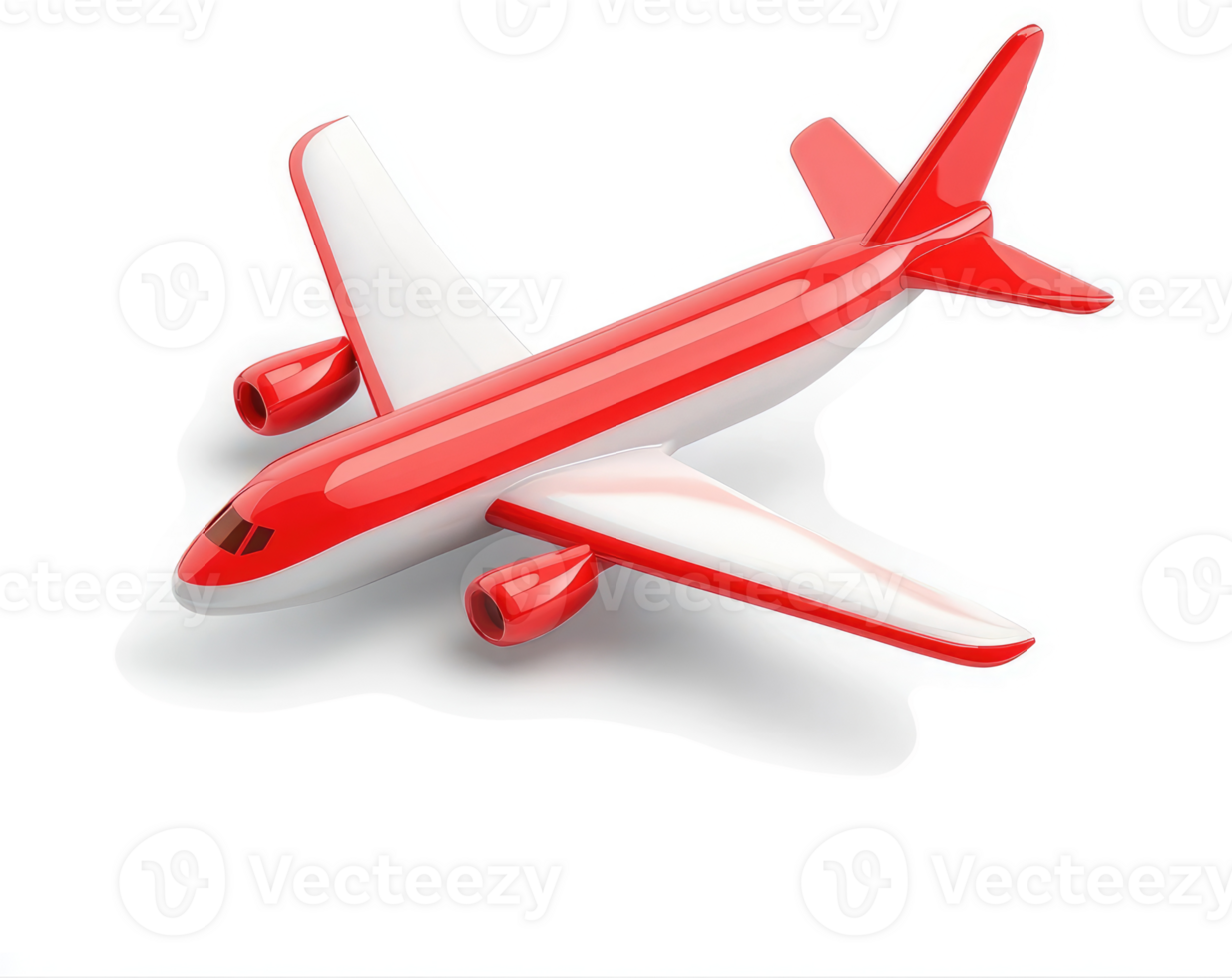 Red and white jet airplane model illustration. png