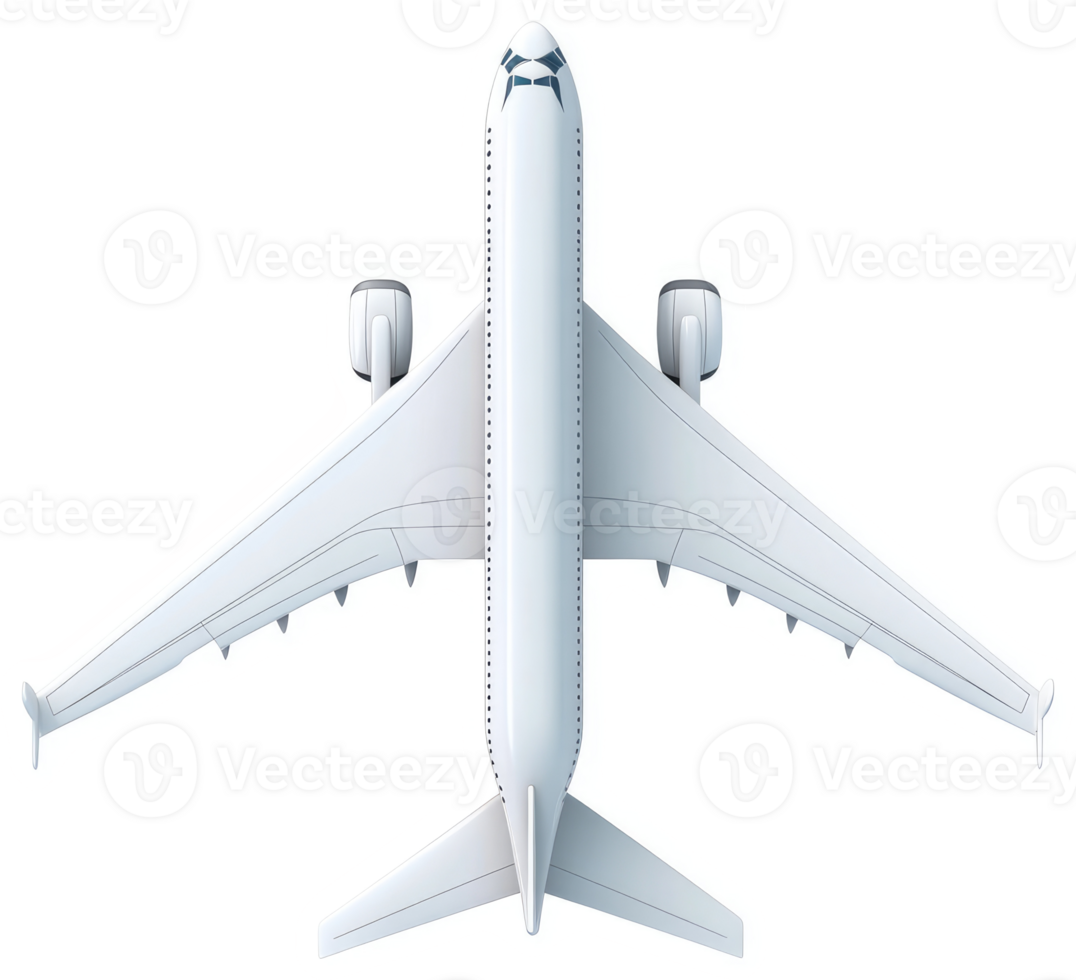 Overhead view of a commercial jetliner. png