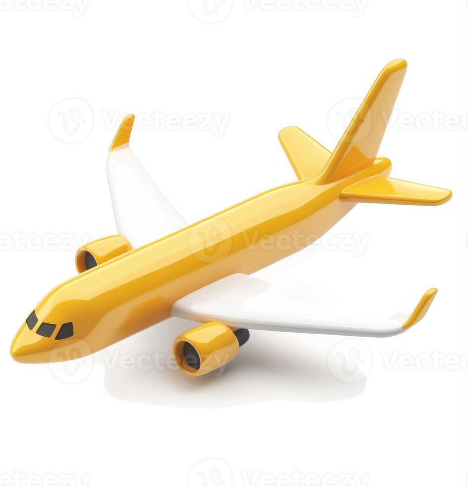 Vivid yellow airplane illustration against a plain background. png
