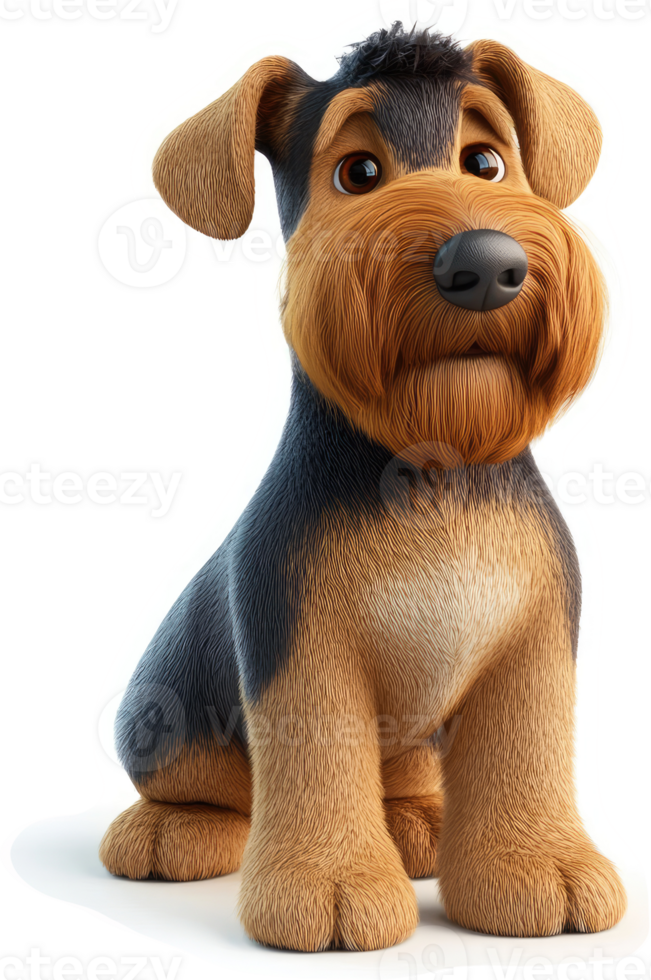 Cartoon terrier portrait, exuding curiosity. png
