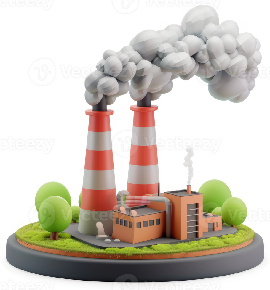 Industrial plant emitting smoke into the atmosphere. png