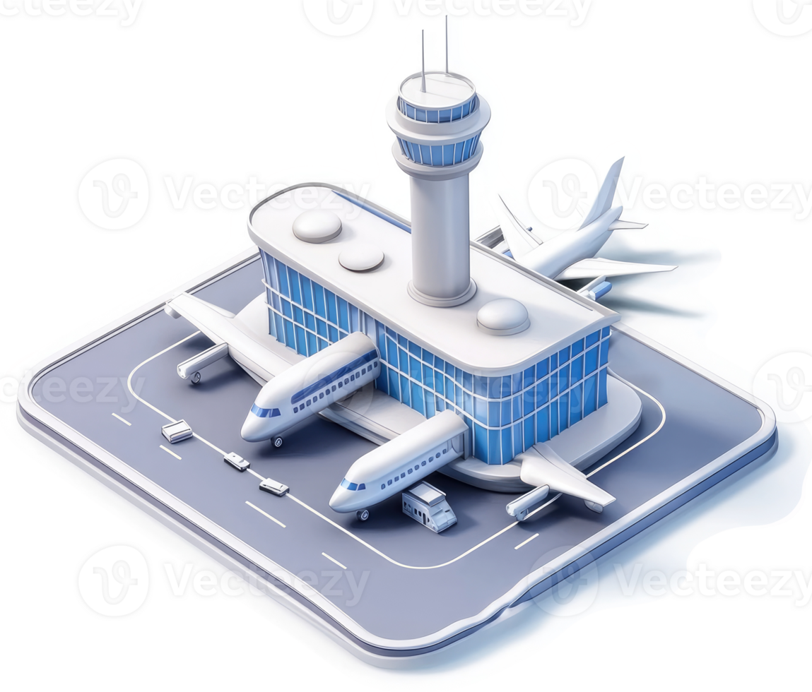 Modern airport terminal with planes parked. png