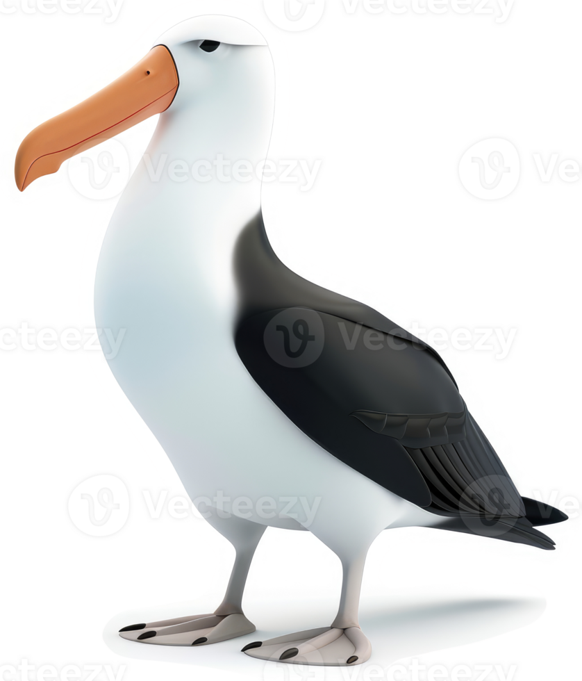 Cartoon depiction of an albatross standing upright. png