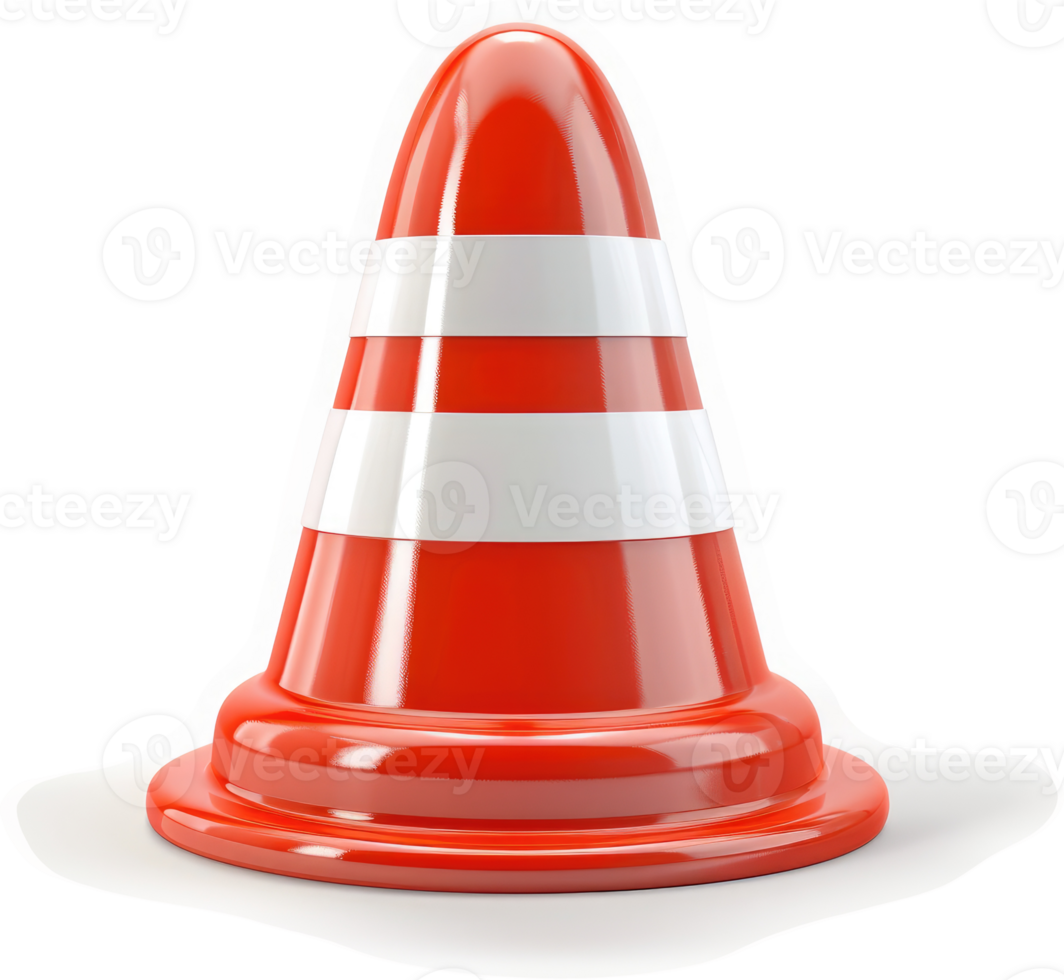 Traffic cone with white stripes. png
