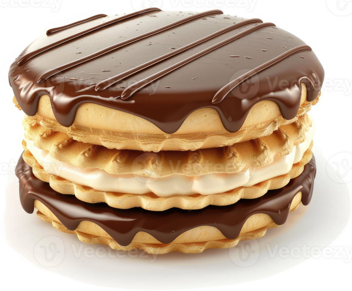 Chocolate-covered sandwich cookie with creamy filling. png