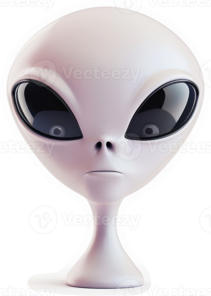 Gray alien head illustration, displaying curious features. png