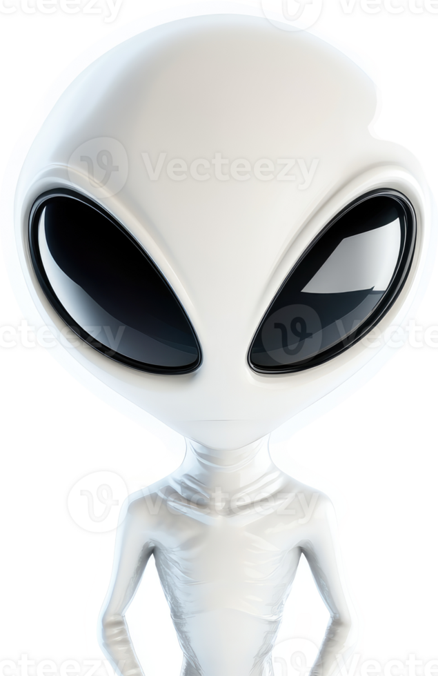 Close-up view of a stylized, light gray alien head and torso. png