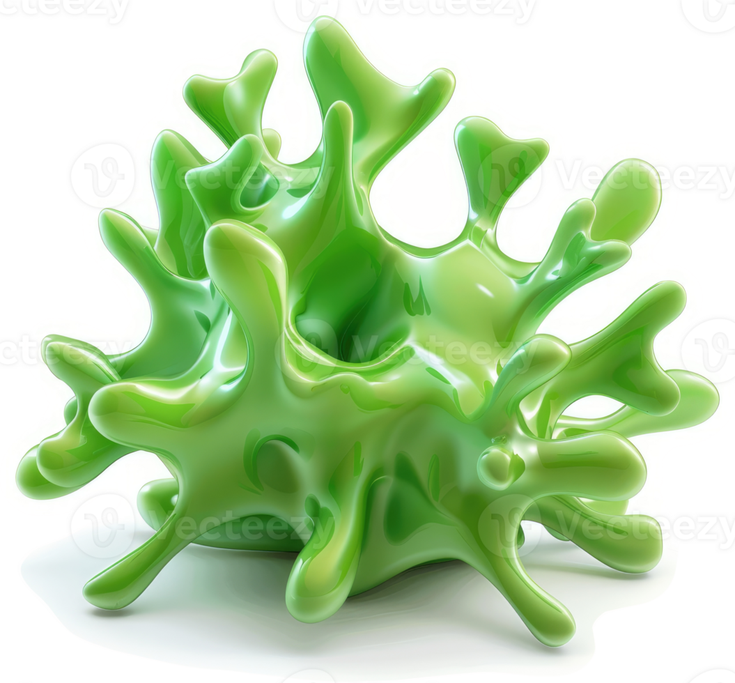 A vibrant green, amorphous blob with flowing forms. png