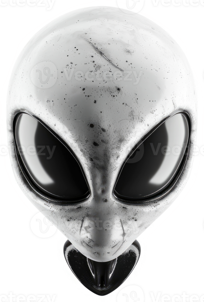 Gray alien head, a close-up image. png
