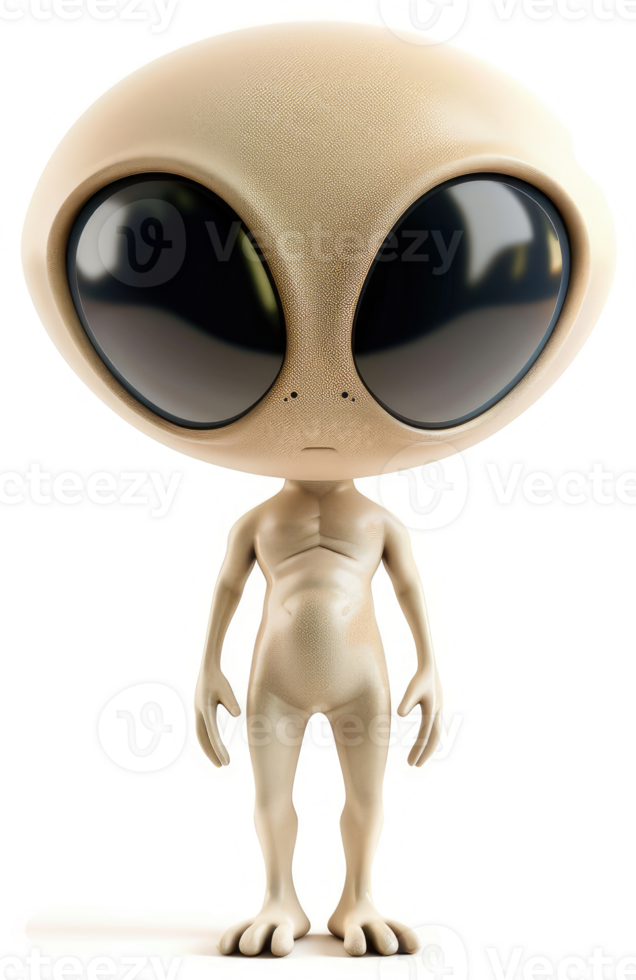 Cartoonish extraterrestrial figure with large eyes. png