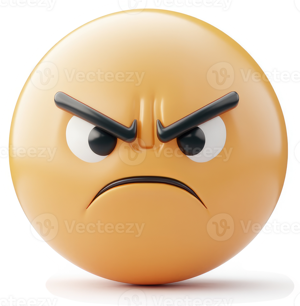 Furious emoji face conveys strong negative emotion. png